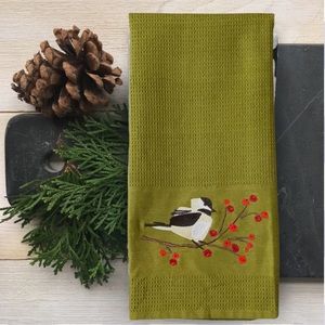 Crate & Barrel Embroidered Birds Dishtowel